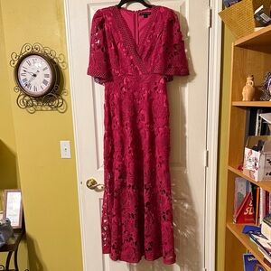 Boston Proper Fuchsia Lace Maxi Dress